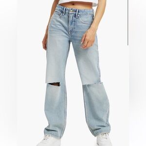 Good American GOOD '90s RIPPED HIGH WAIST RELAXED JEANS Women 12 31 (30” INSEAM)